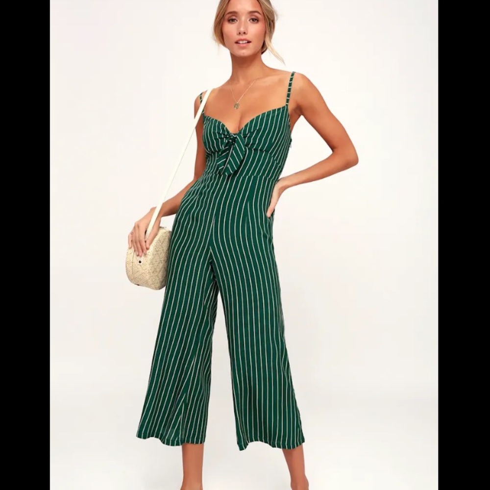 Faithfull the Brand Emerald Striped Jumpsuit